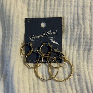 Universal Thread Gold Hoop Earrings Set